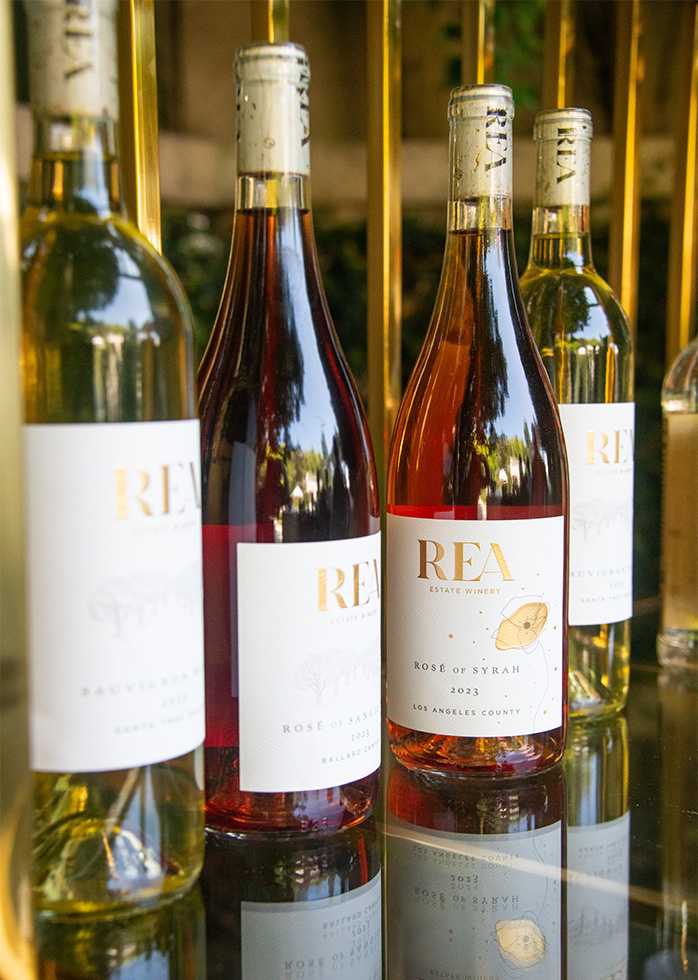 Collection of REA Estate Winery wine bottles